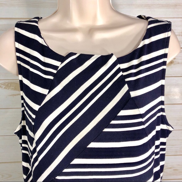 Cremieux dark blue and white striped sheath dress - Picture 3 of 8
